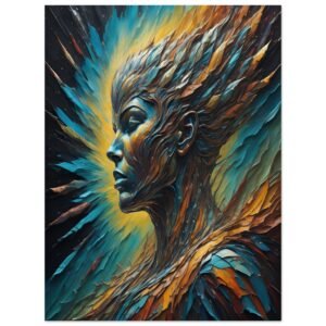 Portrait poster of a powerful woman in metallic hues
