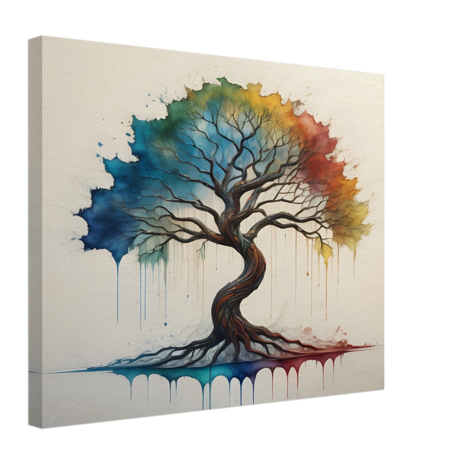 Money tree canvas art print with water colors dripping from the leaves canvas art print