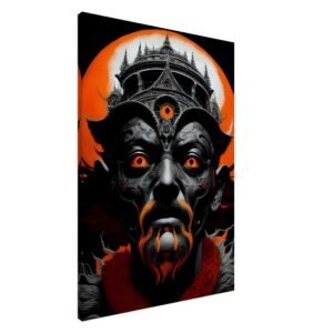 Orange Grey Daemon King on canvas dark art