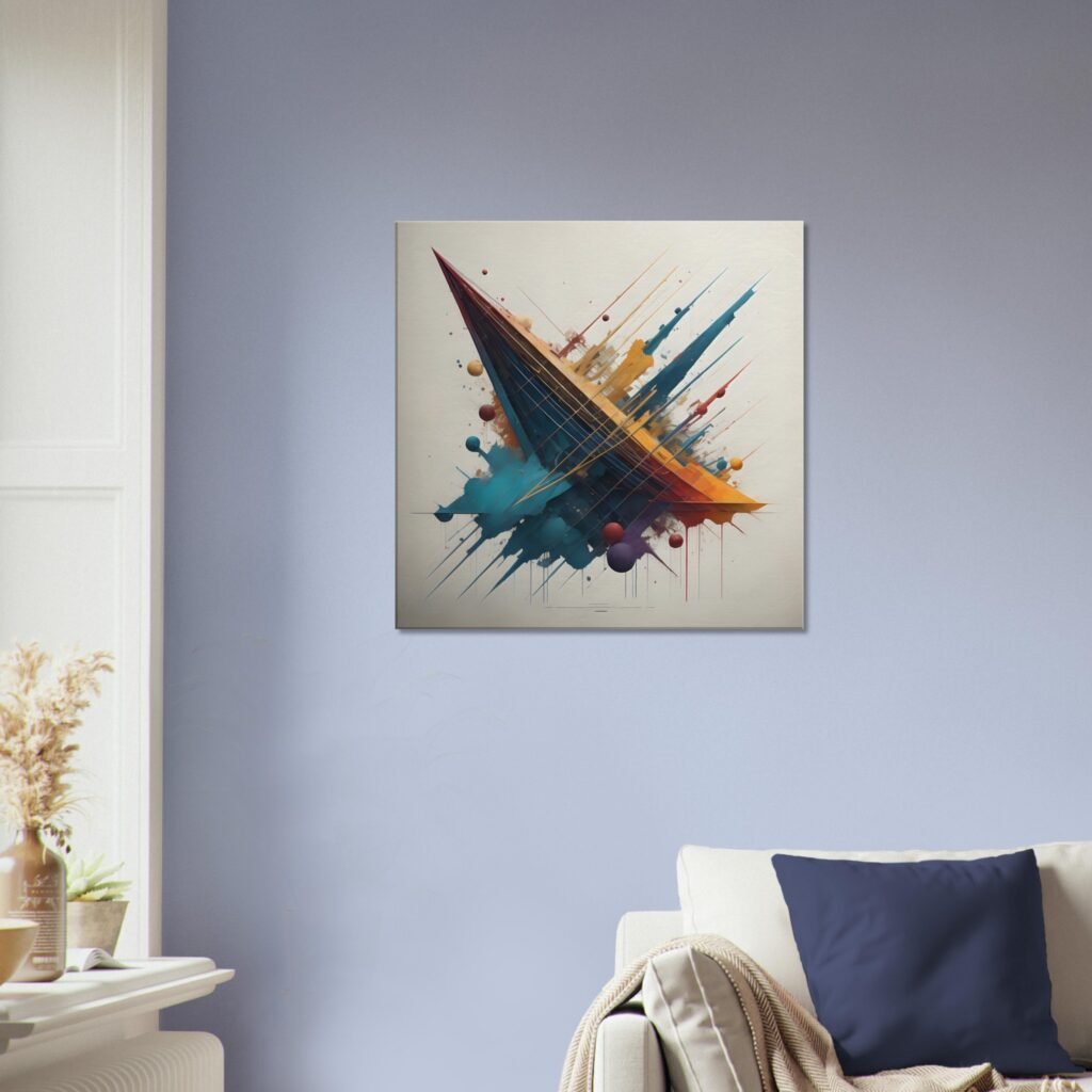 Geometric dimensional abstract mockup of a canvas print in pastel color pallet 