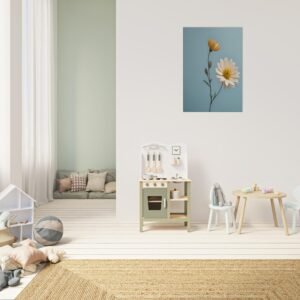 Minimalist daisy art print in kids room