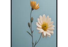 Minimalist Daisy art print with black frame