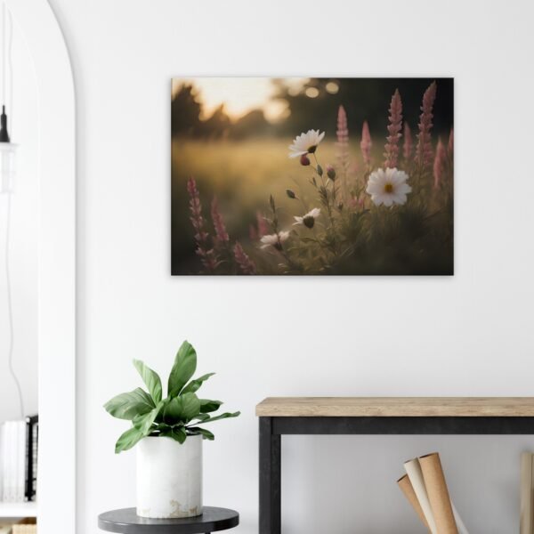 Embrace the Serenity: ‘Daisies in a Sunlit Valley’ Art Print Transform your living space into a haven of tranquility with our exquisite art print, ‘Daisies in a Sunlit Valley’. This piece captures the essence of a peaceful valley bathed in sunlight, where daisies dance in the gentle breeze. The vibrant hues and delicate details of each petal and leaf are brought to life