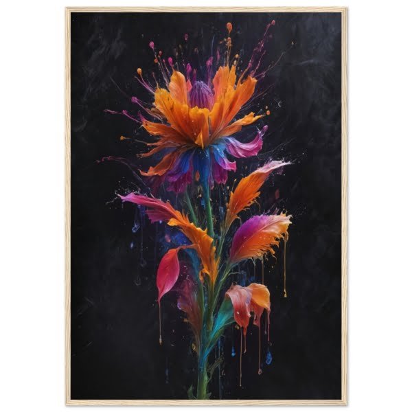 Vibrant Flower with a Burst of Color wood framed Print