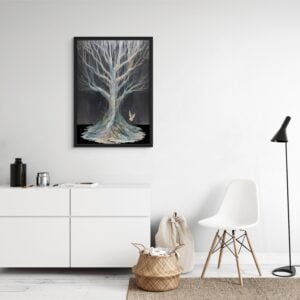 Fairy Tree framed black wood in lounge