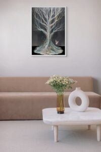 Fairy Tree framed white wood in lounge