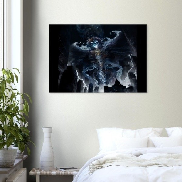 Tempestuous spirit hangs over a dark city print