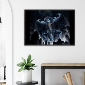 Tempestuous spirit hangs over a dark city print