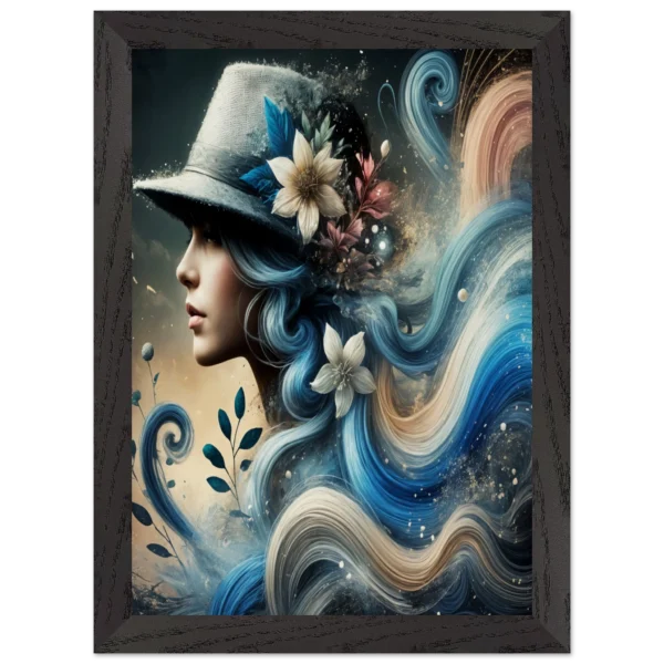 Abstract female portrait in floral hat